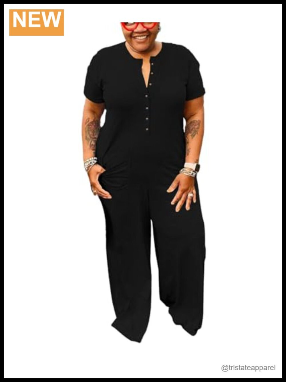 Plus Size Short Sleeve Button Up Wide Leg Jumpsuit Loose Fit Casual Romper